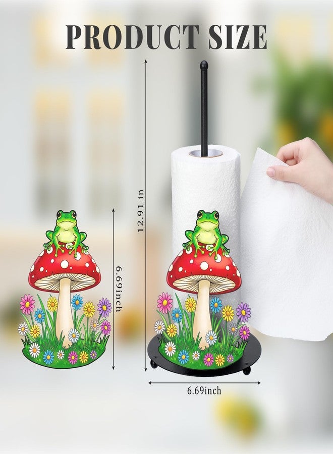 Chumia Frog and Mushroom Metal Paper Towel Holder Whimsical Rustic Paper Towel Holder Hanger Rack for Kitchen Countertop Farmhouse Countryside Home Decor Fit Standard Jumbo Rolls Cottagecore Gift - Image 3