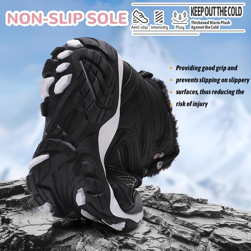 Littleplum Snow Boots for Women-Warm Fur Line Anti Slip Womens Winter Boots-Fashion Ankle Booties Sneakers for Outdoor Hiking Black Size 6.5 - Image 2