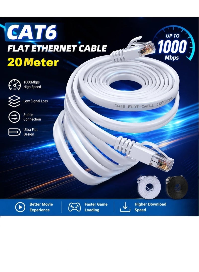 CAT High Speed RJ45 Cat6 Ethernet Patch Cable LAN Cable Compatible for PS4 PS3 Nintendo Switch Raspberry Pi 4 Smart TV Computer Modem Router 20 Meter - Image 1