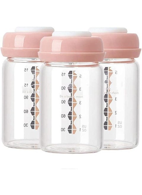 Breastmilk Glass Bottles Storage 3pcs with Leak Proof Lids 150ml Reusable Wide Neck Bottles Best for Breast Milk Collection & Storage Solution BPA Free Fits Most Breast Pumps