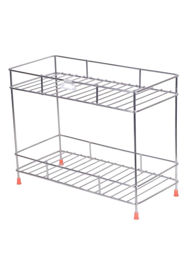 Cri8Hub Stainless Steel 2 Tier Kitchen Rack - Spice Boxes Organizer -Kitchen Stand - Cosmetic Organizer - Counter Top Basket -Floor Mounted Shelf For Home And Bathroom, Step Shelf - Image 1