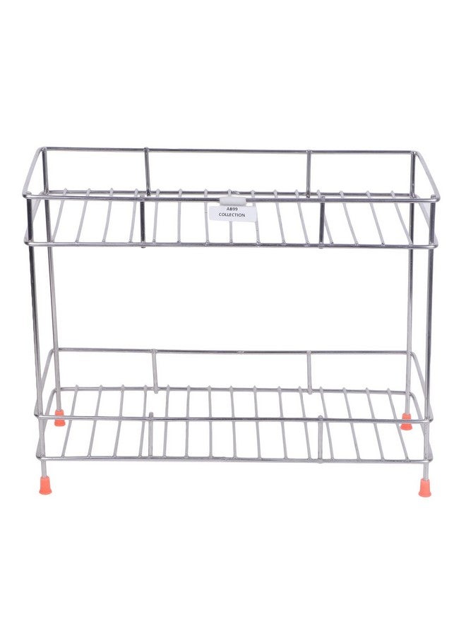 Cri8Hub Stainless Steel 2 Tier Kitchen Rack - Spice Boxes Organizer -Kitchen Stand - Cosmetic Organizer - Counter Top Basket -Floor Mounted Shelf For Home And Bathroom, Step Shelf - Image 2