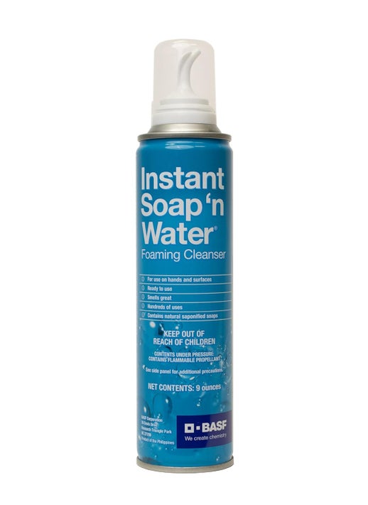 BASF Instant Soap n Water Foaming Hand Cleanser Ready to Use No Rinse Subtle Scent Skin Cleaner On the Go Home Work Travel Up to 100 Washes 9 oz
