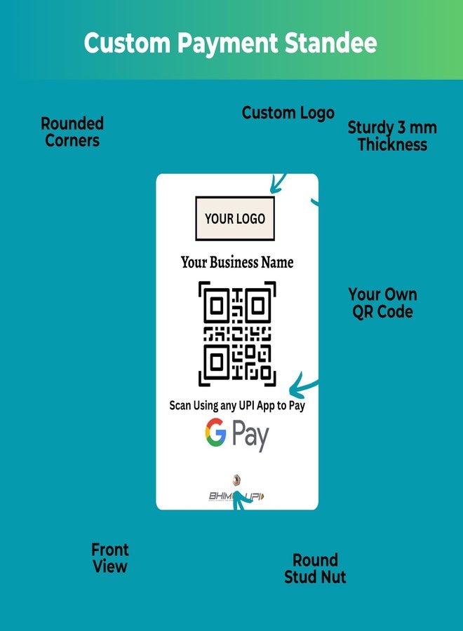 tinydabba UPI Payment Standee | Custom Acrylic Stand with QR Code, Logo & Business Name | Compatible with All Major UPI App | Design 3 - Image 2