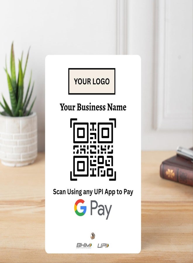 tinydabba UPI Payment Standee | Custom Acrylic Stand with QR Code, Logo & Business Name | Compatible with All Major UPI App | Design 3 - Image 1
