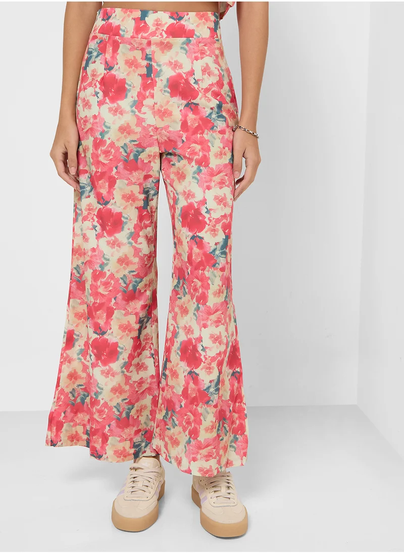 Ginger Floral Print Square Neck Top & Relaxed Pant Set
