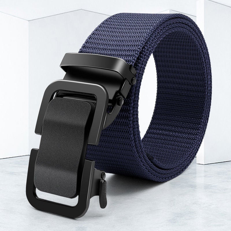 Mens Nylon Canvas Belt with Metal Buckle Royal Blue 