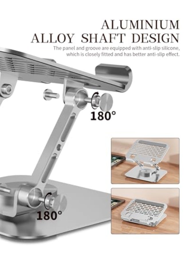Tablet Stand, Swivel Tablet Stand with 360 Rotating Base, Adjustable Tablet Holder for Drawing, Compatible with Laptops and Tablets - Image 2