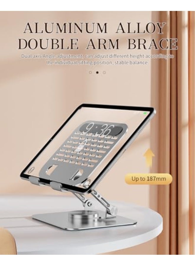 Tablet Stand, Swivel Tablet Stand with 360 Rotating Base, Adjustable Tablet Holder for Drawing, Compatible with Laptops and Tablets - Image 1