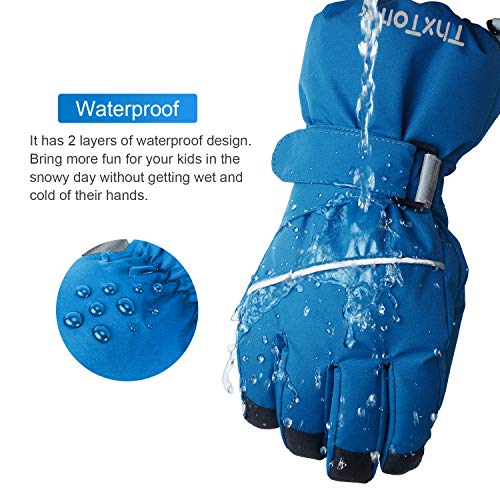 ThxToms Kids Warm Winter Waterproof Snow Gloves for Outdoor Sports, Toddler Bulky Ski Gloves for Boys Girls - Image 2