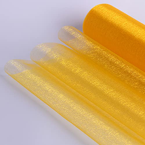 ICOSHOW Crystal Organza Fabric Tulle - 16" by 50 Yards Sheer Fabric for Wedding Party Decoration Bridal Shower Tutu Roll Netting Spool Ribbon Wrapping (Gold) - Image 2