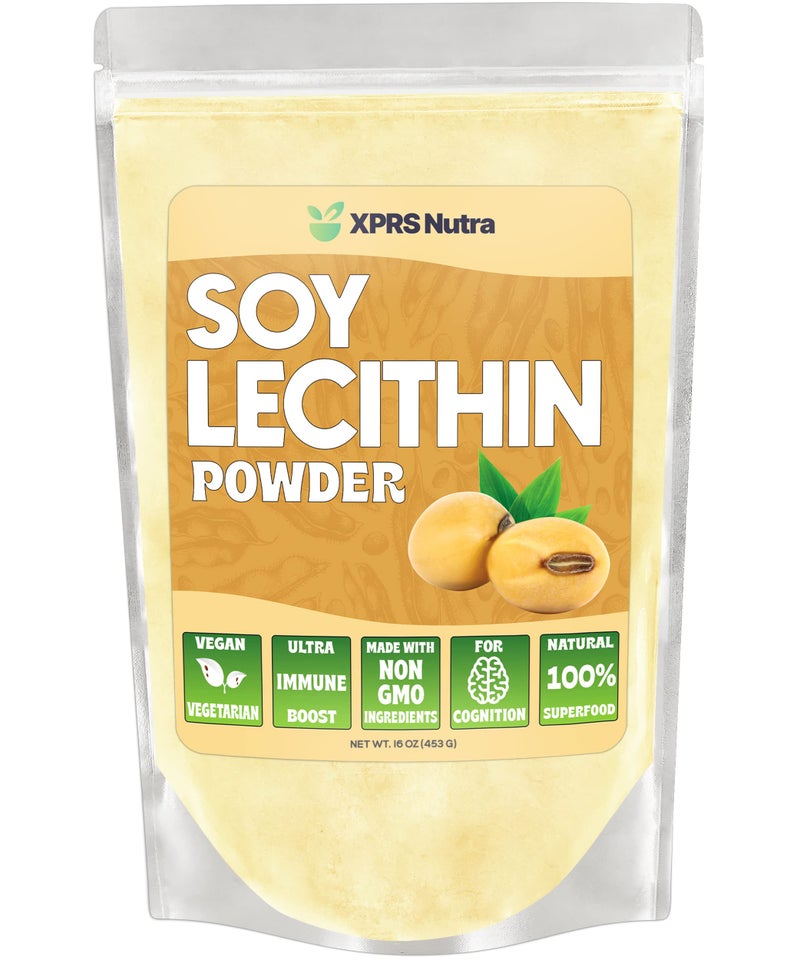 XPRS Nutra Soy Lecithin Powder Food Grade Fat Emulsifier Suitable for Cooking Baking and More Vegan Friendly Soy Lecithin Powder Cooking Aid 16 Ounce