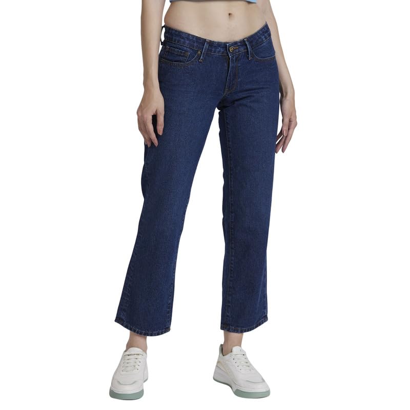 Spykar Women Dark Blue Cotton Straight Fit Regular Length Clean Look Jeans -(Bella-Low) - Image 1