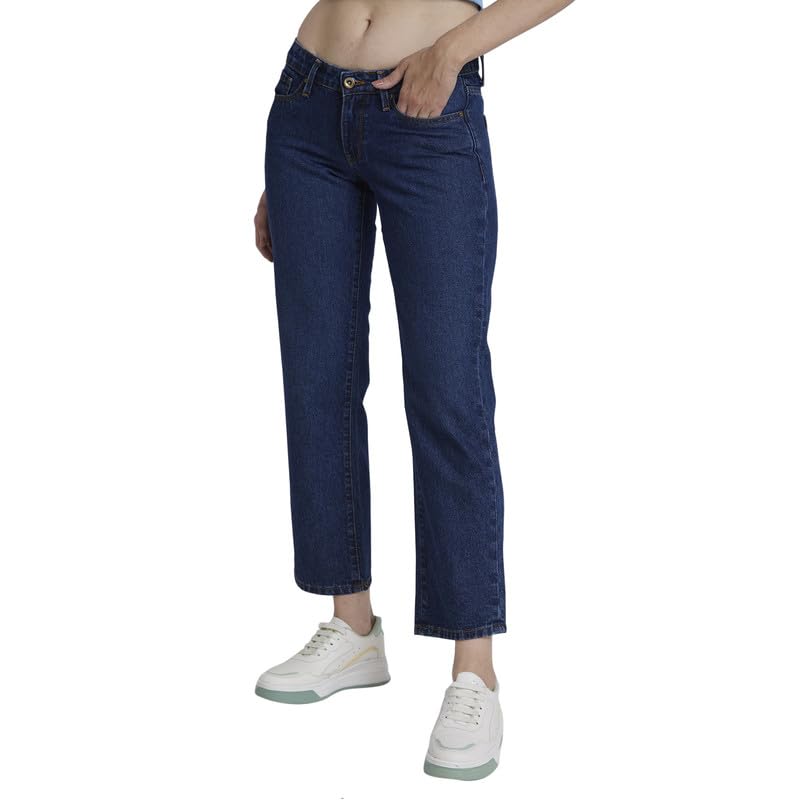 Spykar Women Dark Blue Cotton Straight Fit Regular Length Clean Look Jeans -(Bella-Low) - Image 4