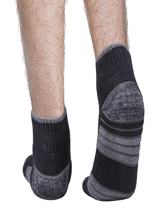 YUEDGE Men's Ankle Socks For Men Moisture Wicking Quarter Athletic Socks Anti Blister Cushioned Running Socks For Gym Cycling Golf Daily, Black, Size 9-11, 5 Pairs - Image 4