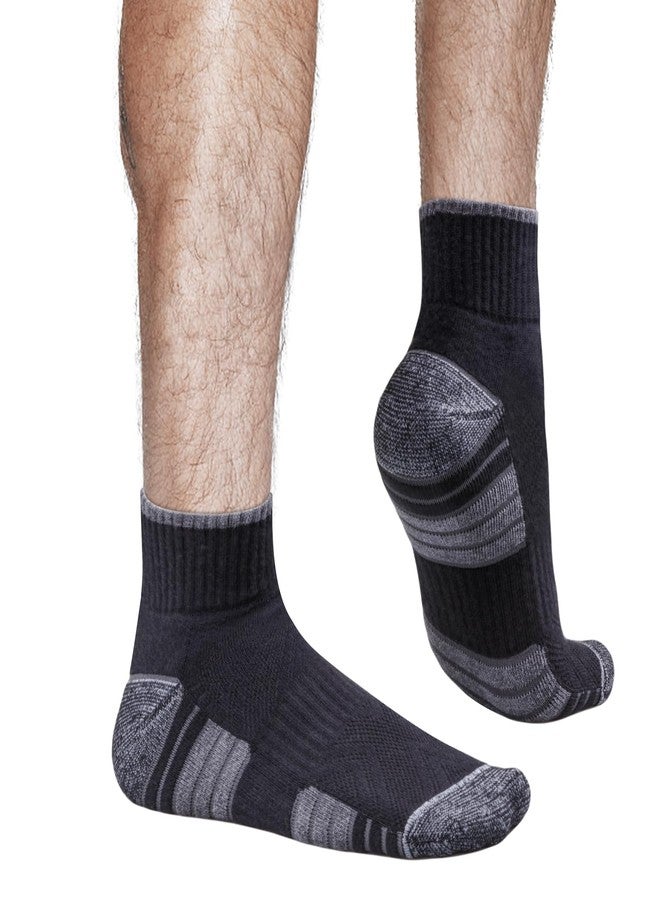 YUEDGE Men's Ankle Socks For Men Moisture Wicking Quarter Athletic Socks Anti Blister Cushioned Running Socks For Gym Cycling Golf Daily, Black, Size 9-11, 5 Pairs - Image 2