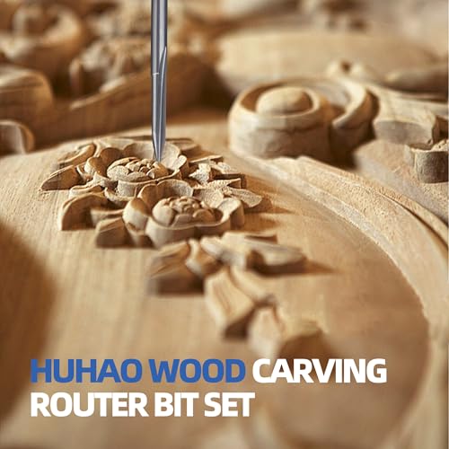 HUHAO 5PCS CNC Wood Carving Router Bit Set,20-90 Degree Engraving 1/8 Inch Shank V Bit 2 Flute 0.1mm Tip Carbide V Bit for Acrylic Metals Wood MDF PVC - Image 5