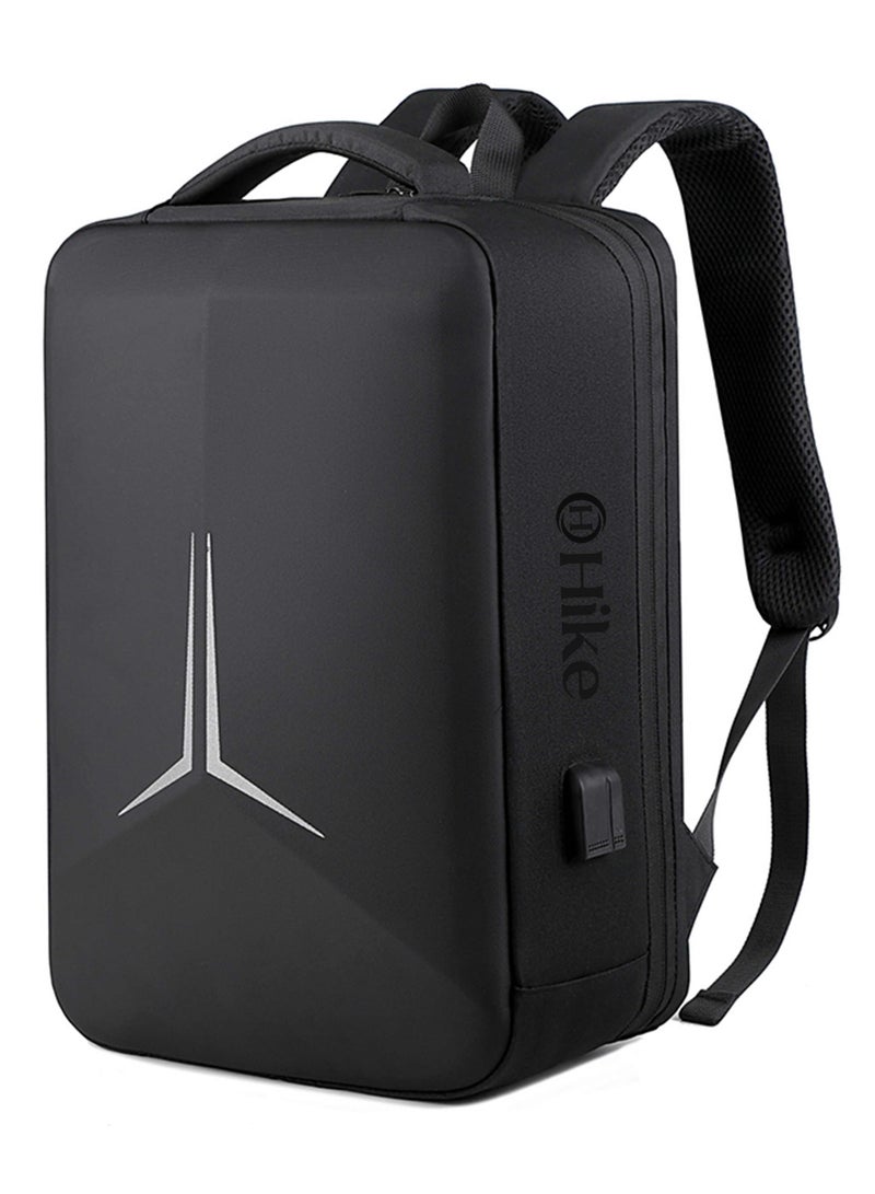 هايك Semi Hard 16-inch Unisex Laptop Backpack with Built in Combination lock and USB/ Headphone Port Daypack for Travel, Office and Business, HK2252-Black - Image 1