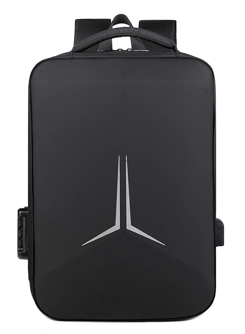 Hike Black Semi Hard 16-inch Unisex Laptop Backpack with Built in Combination lock and USB/ Headphone Port Daypack for Travel, Office and Business, HK2252, Black  | Best Price UAE