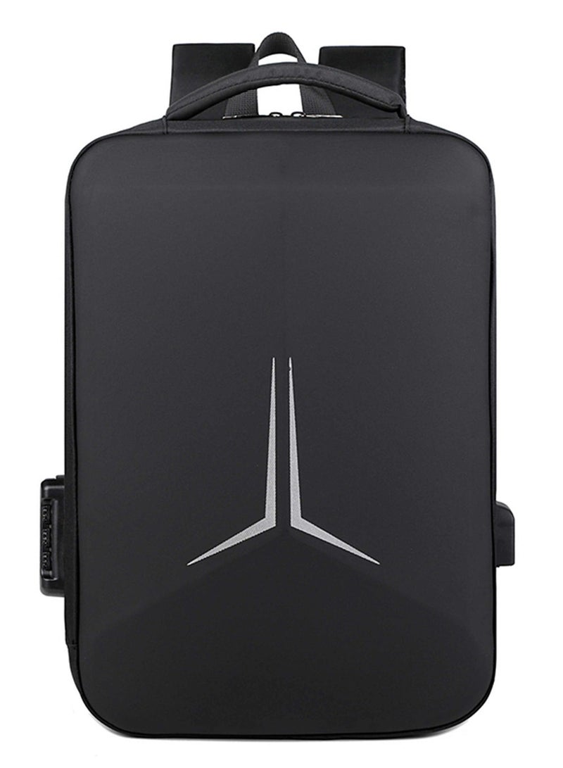 هايك Semi Hard 16-inch Unisex Laptop Backpack with Built in Combination lock and USB/ Headphone Port Daypack for Travel, Office and Business, HK2252-Black - Image 3