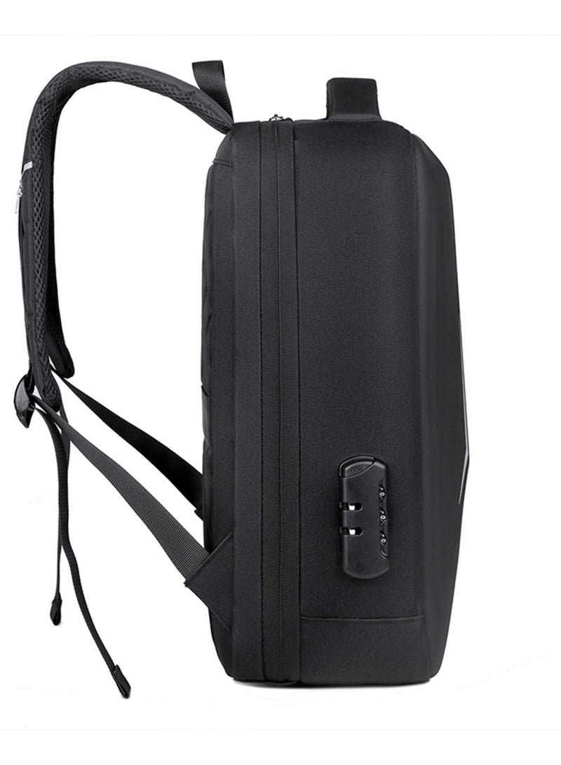 هايك Semi Hard 16-inch Unisex Laptop Backpack with Built in Combination lock and USB/ Headphone Port Daypack for Travel, Office and Business, HK2252-Black - Image 4
