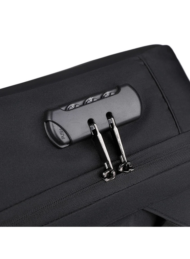 Hike Black Semi Hard 16-inch Unisex Laptop Backpack with Built in Combination lock and USB/ Headphone Port Daypack for Travel, Office and Business, HK2252, Black  | Best Price UAE