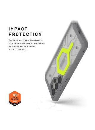 Gear UAG Pathfinder Clear Samsung Galaxy S25 ULTRA case cover [MagSafe compatible] with Wrist 18 Feet Drop tested Luminous Glow in The Dark - Active Neon - view 4