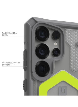 Gear UAG Pathfinder Clear Samsung Galaxy S25 ULTRA case cover [MagSafe compatible] with Wrist 18 Feet Drop tested Luminous Glow in The Dark - Active Neon - view 3