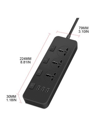 طاقة 110-250 فولت، 2500 واط، 3 منافذ عالمية، منفذ USB متعدد لشحن الهاتف - view 3