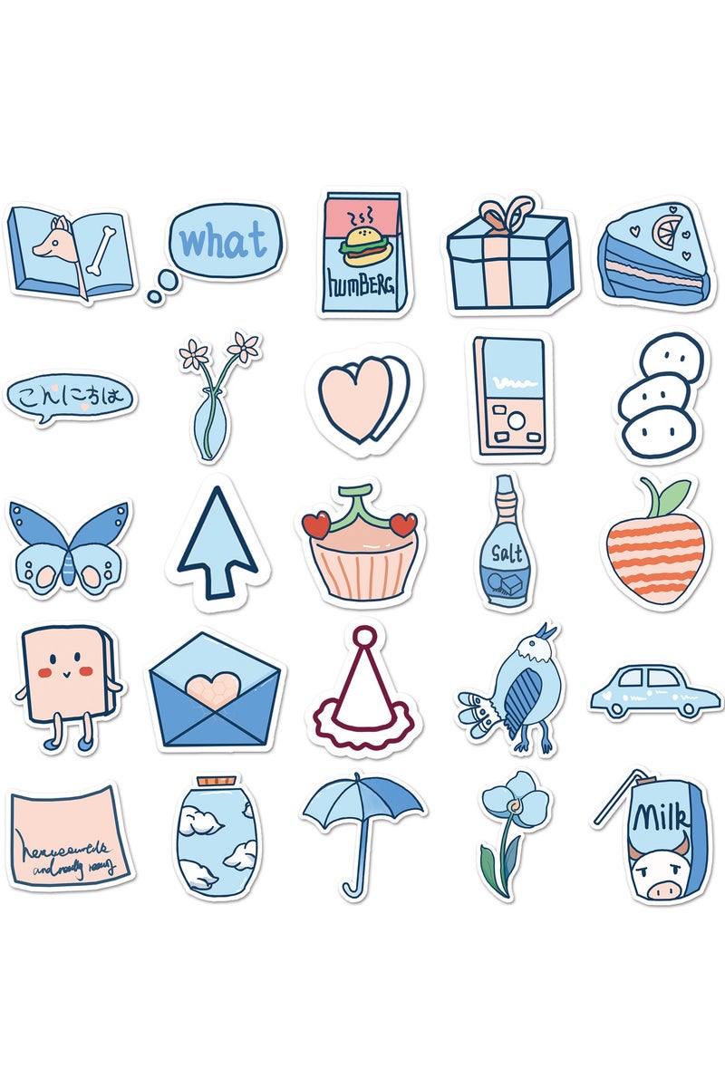 ORAINBOW 50 Pcs Blue Aesthetic Waterproof Stickers Water Bottles Stickers Vinyl Stickers for Laptop Skateboard Luggage Decal Motorcycle Bicycle Stickers for Teens Girls Kids - Image 4