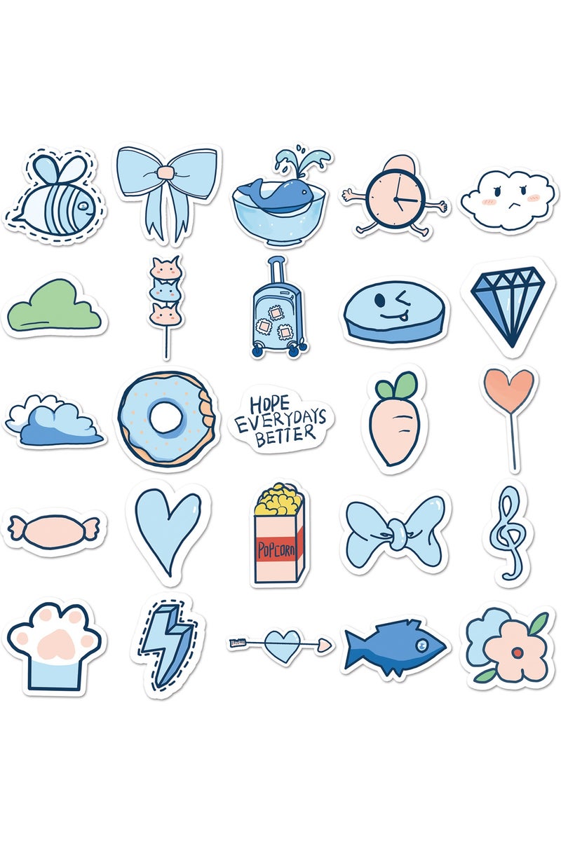 ORAINBOW 50 Pcs Blue Aesthetic Waterproof Stickers Water Bottles Stickers Vinyl Stickers for Laptop Skateboard Luggage Decal Motorcycle Bicycle Stickers for Teens Girls Kids - Image 5