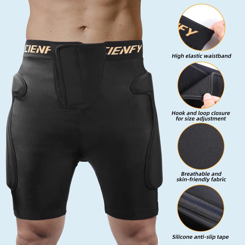 Cienfy 3D Hip Protective Padded Shorts EVA Tailbone Pad Impact Gear for Skiing Skating Snowboarding Skateboarding (X-Large) - Image 4
