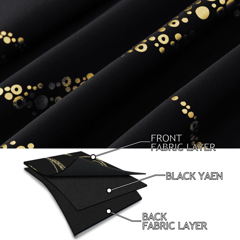 Yakamok Room Darkening Curtains 84 Inches Long 2 Panels for Living Room Thermal Insulated Blackout Drapes with Dots Gold for Bedroom, Back Tab Top (52W x 84L Inch, Set of 2, Natural) - Image 4