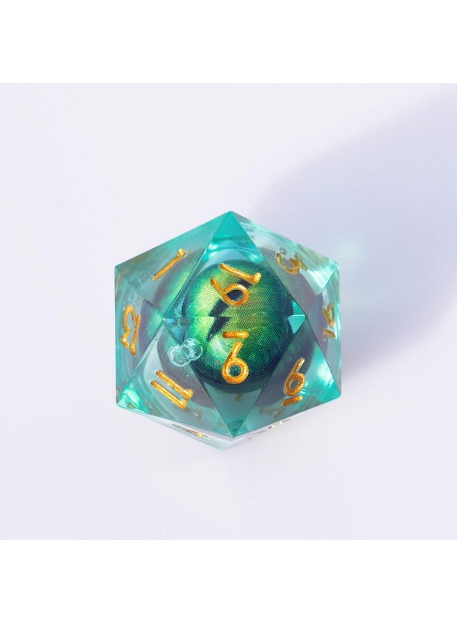 Generic DND D20 Dice Removable D20 with Leather Chain & Solid Steel Cage for Dungeons and Dragons Role Playing Game RPG (Dragon's Eye - Green) - Image 4
