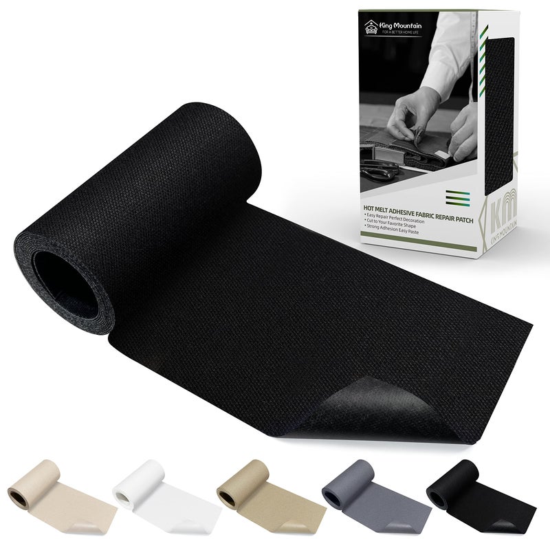 KING MOUNTAIN Canvas Iron on Patch,3"Ã—60",Waterproof 100% Cotton Fabric Repair Patch,Used for Various Sofa,Tent,Clothes,Seats,Suitcases (Black,Waterproof) - Image 1