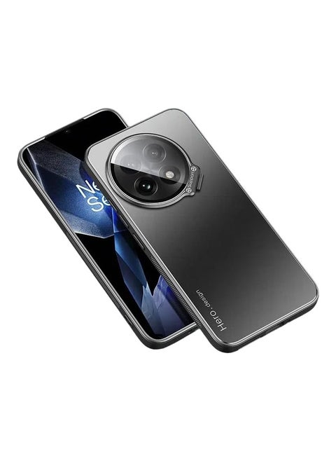 Case Compatible with OnePlus 13, Matte Skin-friendly Phone Case with Fully Wrapped Lens Protection Stand, Anti-fall Protective Cover for One Plus 13 (Black)