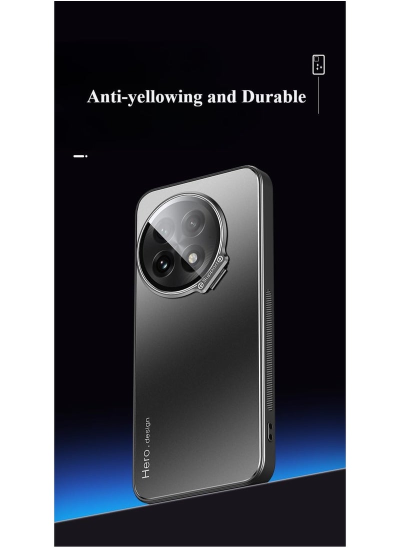 Case Compatible with OnePlus 13, Matte Skin-friendly Phone Case with Fully Wrapped Lens Protection Stand, Anti-fall Protective Cover for One Plus 13 (Black)