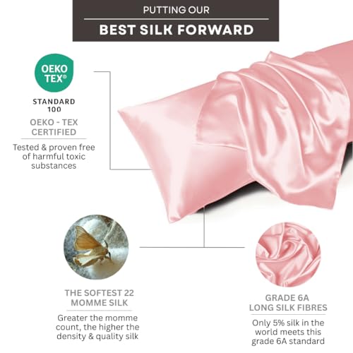 Furbo Mulberry Silk Pillowcase- Pure Mulberry Silk Pillow Cover for Hair and Skin, Anti Acne, Luxury, Blush Pink (Pack of 1) - Image 3