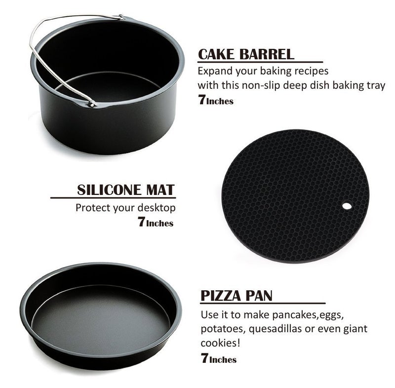 Air fryer accessories, electric fryer basket, pizza pan, 7-inch basket with handle - Image 3