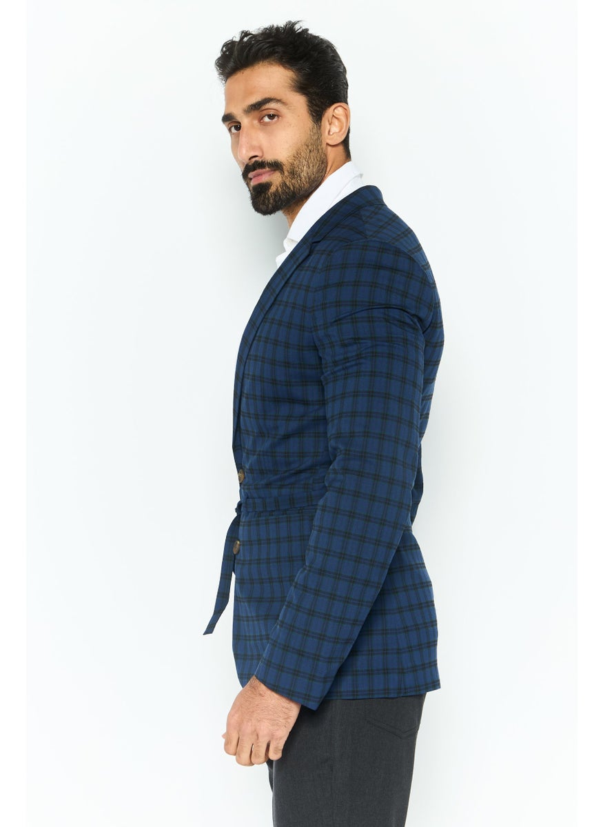 Men Regular Fit Plaid Causal Belted Suit Jacket, Navy - pzsku/Z072BCE07BE97A99538CEZ/45/_/1737642937/81282453-84cc-47a4-a114-f3ea136ae2e9