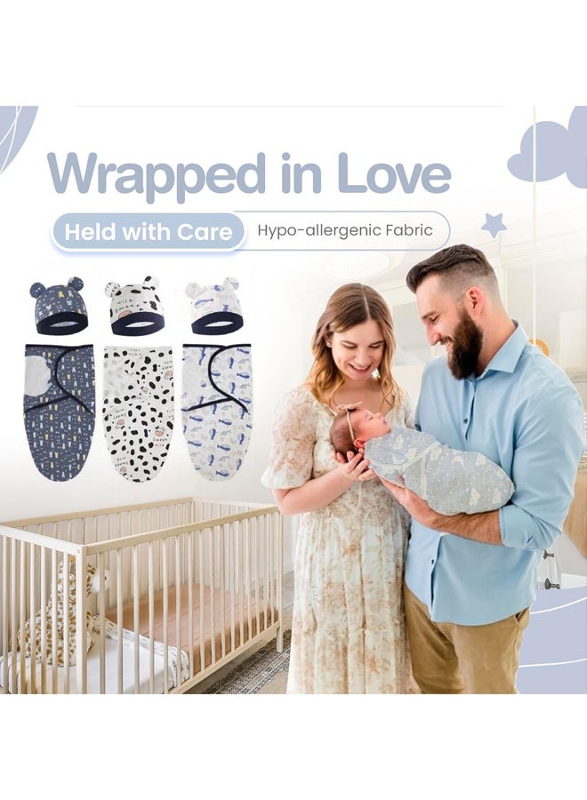 Vividorad Baby Swaddle Wrap,6 PCS Baby Swaddle Blanket Wrap Cap Set for Newborn Infant,Baby Swaddle Blanket With Caps,Baby Swaddle Sleep Sack,100% Breathable Cotton 0-6 Month,Soft Cotton Wearable for Boy Girl - Image 3