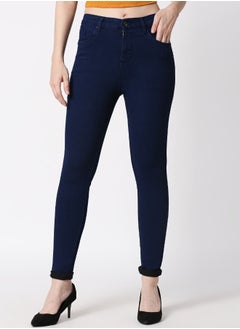 HIGH STAR Women Blue Slim Fit High-Rise Clean Look Stretchable Jeans 