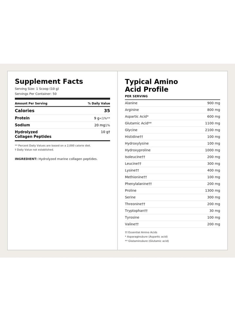 VitaSign Marine Collagen Powder 500g | Hydrolyzed Type I & III Peptides | Supports Skin, Nails, Joints & Bones | Made in Germany | Halal | 50 Servings - Image 3