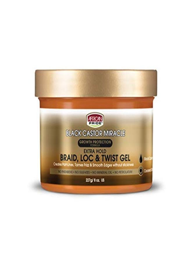 African Pride Black Castor Miracle Extra Hold Braid Loc Twist Gel (3 Pack) Tames Frizz & Controls Edges No Parabens No Sulfates No Mineral Oil No Petrolatum Contains Black Castor & Coconut Oil 8 Oz  - Image 2