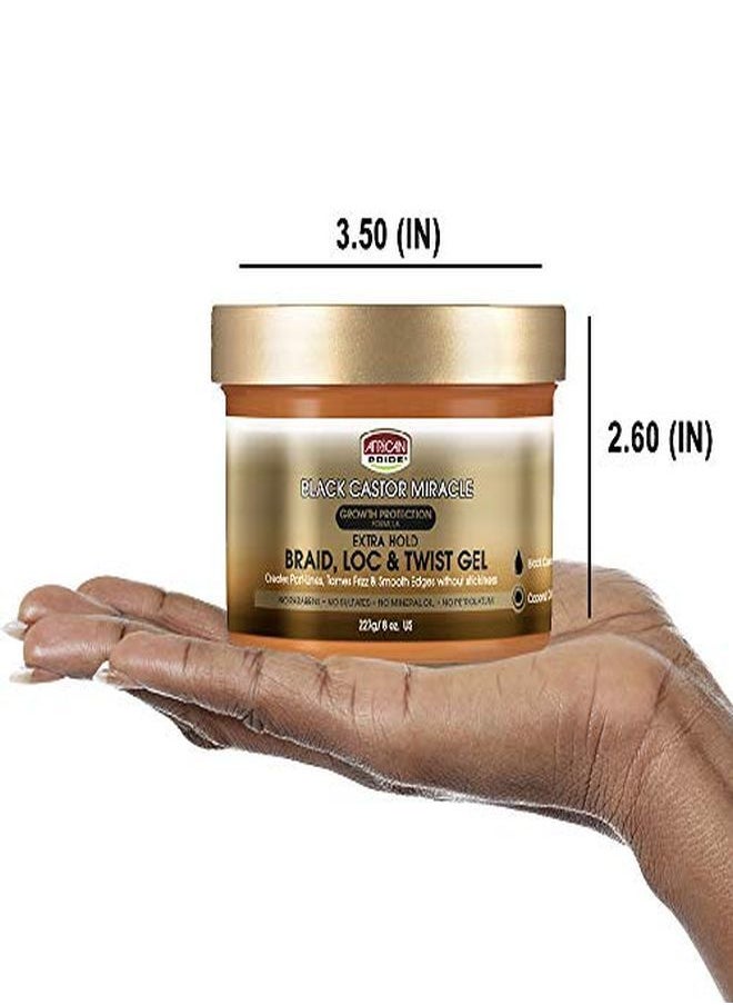 African Pride Black Castor Miracle Extra Hold Braid Loc Twist Gel (3 Pack) Tames Frizz & Controls Edges No Parabens No Sulfates No Mineral Oil No Petrolatum Contains Black Castor & Coconut Oil 8 Oz  - Image 4