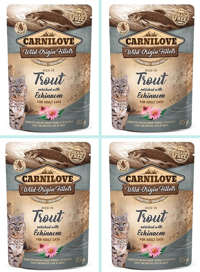 Carnilove CAT Trout&Echinacea Food with carp and echinacea for cats- 4 Pouches, each Pouch size 85g
