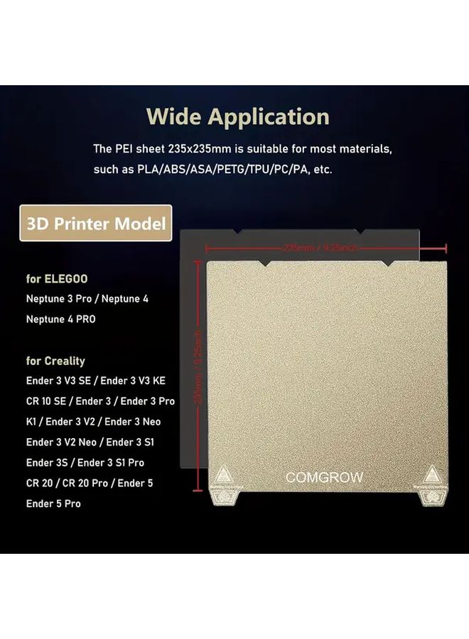 Textured PEI Sheet 235x235mm Flexible Magnetic Heated Bed for 3D Printer - Image 2