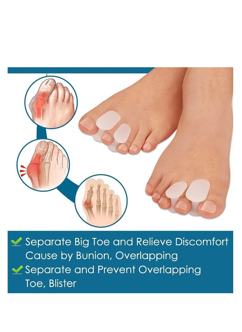 Premify - Toe Spacer Separators (8 PCS) of Bunion Corrector to Straighten Overlapping Toes, Silicone Gel Spreaders for Men & Women Pain Relief, Realign Crooked Toes (White) - Image 1
