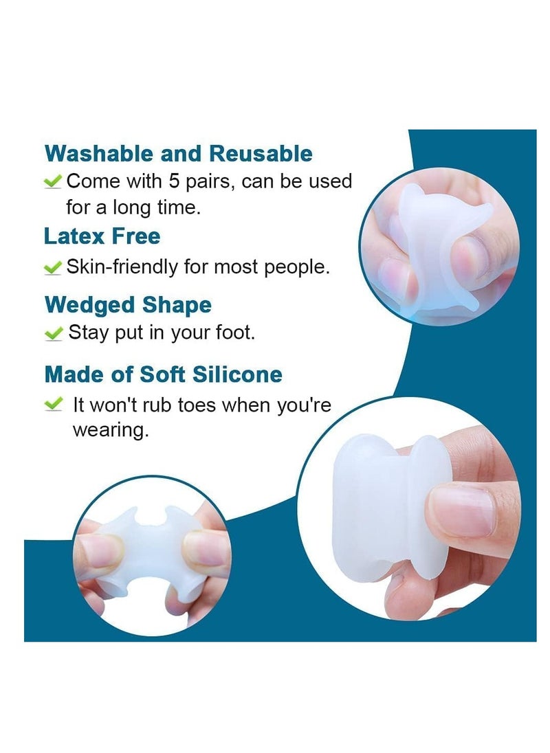 Premify - Toe Spacer Separators (8 PCS) of Bunion Corrector to Straighten Overlapping Toes, Silicone Gel Spreaders for Men & Women Pain Relief, Realign Crooked Toes (White) - Image 1