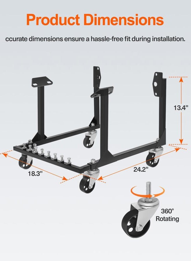 JY PERFORMANCE Rolling Engine Cradle Stand with Wheels Compatible with Chevy Small Block and Big Block, Heavy Duty Steel Engine Cradle, 750 LBS Capacity - Image 5